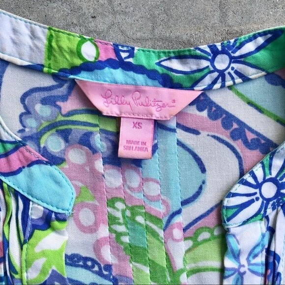 Lilly Pulitzer Sarasota Pintucked Tunic Dress Shift Mini Blue XS - Picture 3 of 6